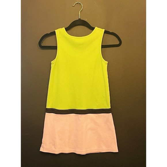 Vintage Hartstrings A Line Girls Dress Medium Size 8 Disco Retro Pink Lime Green - Picture 2 of 4